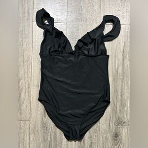 J. Crew Elegant Black Ruffled One Piece